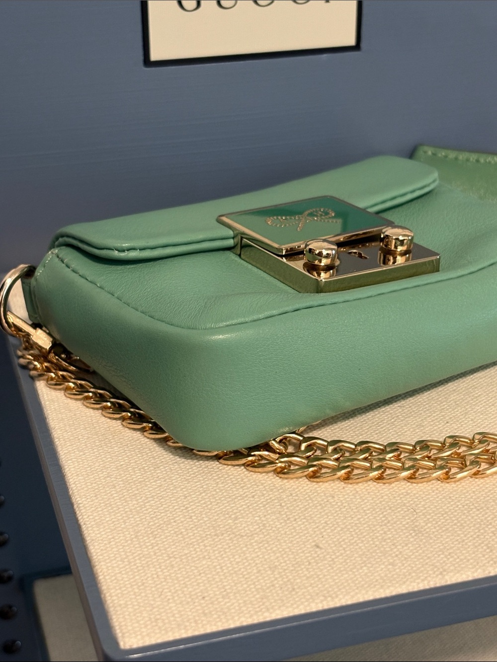 Anya Hindmarch Mini Green Purse With Chain Strap - Picture 5 of 9